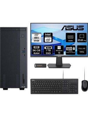 Asus Expertcenter P500MV i5 13420H Masaüstü Bilgisayar 96GB RAM 1TB SSD 23.8" FHD Win11 Pro + Per4 USB P500I513428512B0DP598