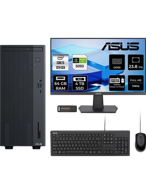Asus Expertcenter P500MV i5 13420H RTX 5050 8GB Masaüstü Bilgisayar 64GB RAM 4TB SSD 23.8" FHD FreeDOS + Per4 USB P500I513428512B0DP736