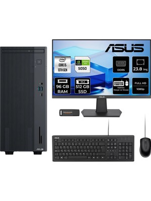 Asus Expertcenter P500MV i5 13420H RTX 5050 8GB Masaüstü Bilgisayar 96GB RAM 512GB SSD 23.8" FHD FreeDOS + Per4 USB P500I513428512B0DP737