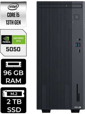Asus Expertcenter P500MV i5 13420H RTX 5050 8GB Masaüstü Bilgisayar 96GB RAM 2TB SSD FreeDOS + Per4 USB P500I513428512B0DP499