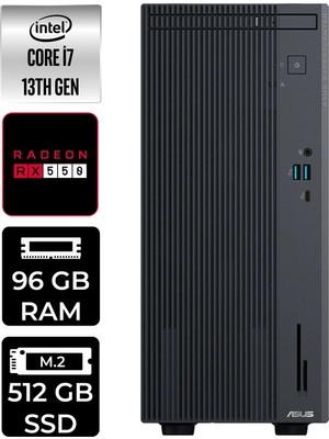 Asus Expertcenter P500MV i7 13620H Masaüstü Bilgisayar 96GB RAM 512GB SSD FreeDOS + Per4 USB P500I7136216512B0DP377