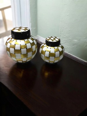 Polikromi Seramik Kurdele Desen Altın