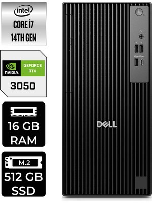 Dell Pro Tower QCT1250 Intel Core I7 14700 16GB 512GB SSD RTX3050/6GB W11P Masaüstü Bilgisayar & Per4 USB Bellek QCT1250P521