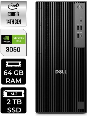 Dell Pro Tower QCT1250 Intel Core I7 14700 64GB 2tb SSD RTX3050/6GB W11P Masaüstü Bilgisayar & Per4 USB Bellek QCT1250P535