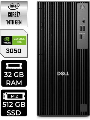 Dell Pro Tower QCT1250 Intel Core I7 14700 32GB 512GB SSD RTX3050/6GB W11H Masaüstü Bilgisayar & Per4 USB Bellek QCT1250P505
