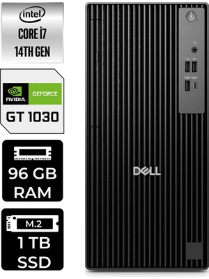 Dell Pro Tower QCT1250 Intel Core I7 14700 96GB 1tb SSD GT1030/4GB Fdos Masaüstü Bilgisayar & Per4 USB Bellek QCT1250P438