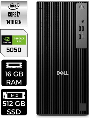 Dell Pro Tower QCT1250 Intel Core I7 14700 16GB 512GB SSD RTX5050/8GB Fdos Masaüstü Bilgisayar & Per4 USB Bellek QCT1250P541