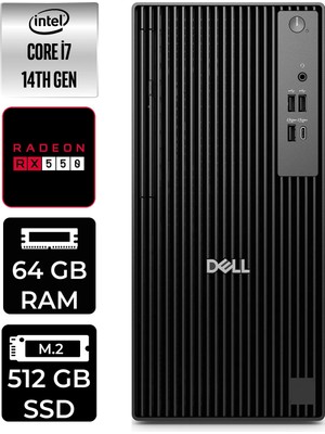 Dell Pro Tower QCT1250 Intel Core I7 14700 64GB 512GB SSD RX550/4GB Fdos Masaüstü Bilgisayar & Per4 USB Bellek QCT1250P373