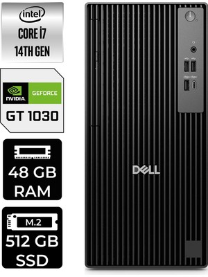 Dell Pro Tower QCT1250 Intel Core I7 14700 48GB 512GB SSD GT1030/4GB W11H Masaüstü Bilgisayar & Per4 USB Bellek QCT1250P449