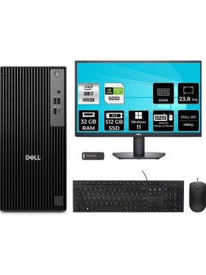 Dell Pro Tower QCT1250 Intel Core I7 14700 32GB 512GB SSD RTX5050/8GB 23.8" Fhd Monitör W11P Masaüstü Bilgisayar & Per4 USB Bellek QCT1250P885