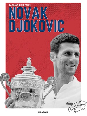 Pixaflair - Novak Djokovic - Tenis - Çerçevesiz Poster