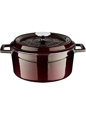 Starseven Lava Metal Serisi - Döküm Yuvarlak Tencere, 24 Cm, Majolik Mor
