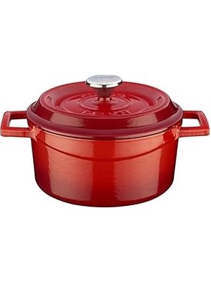 Starseven Lava Döküm Yuvarlak Tencere, Trendy, 16CM, Kırmızı