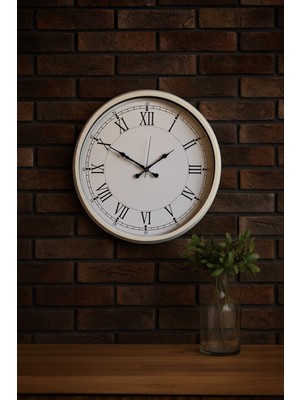 Twin Store 52 cm Beyaz Metal Roma Rakamlı Duvar Saati
