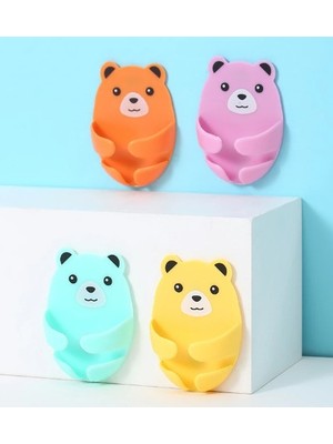 NW NessiWorld Ayıcık Desenli Çok Amaçlı 4 Lü Fiş Tutucu