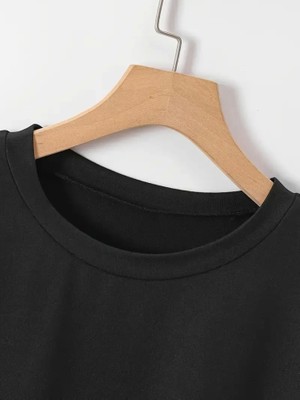 Ayşegul Hediyelik New York Baskılı Oversize Bisiklet Yaka T-Shirt - Siyah