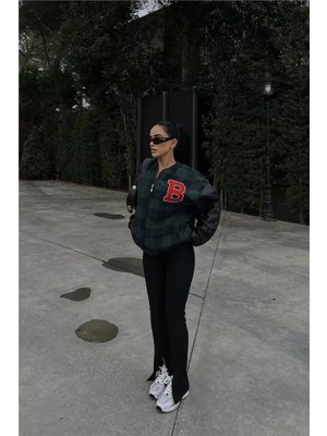 Ayşegul Hediyelik Pötikare Desen Nakışlı Kolej Ceket - Haki