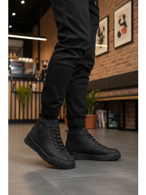 Bulldozer 260014 Hakiki Deri Kaymaz Taban Siyah Nubuk Erkek Bot