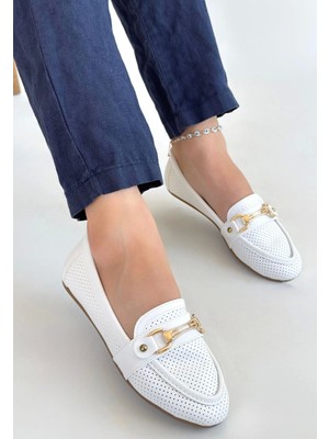 Indispensablely Rain Beyaz Cilt Babet Ayakkabı