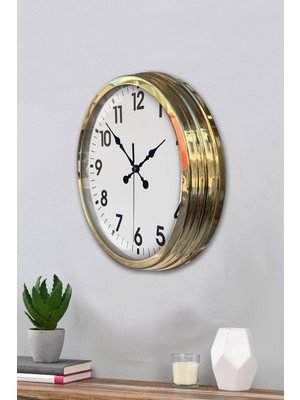 Bucuks 40 cm Metal Gold Standart Duvar Saati - Modern ve Dekoratif Tasarım