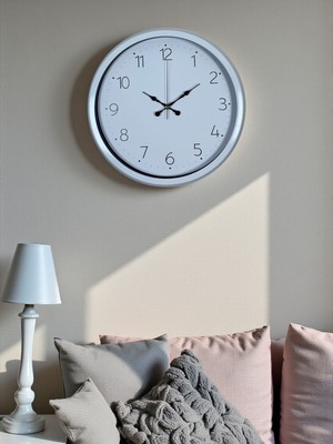 Bucuks Sade Tasarım Beyaz 40 cm Metal Standart Duvar Saati
