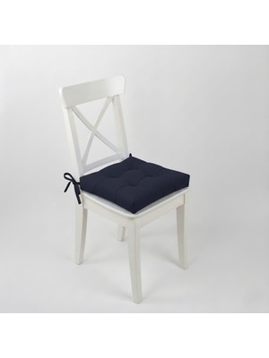 Altınpamuk Gold Pofidik Koyu Lacivert Sandalye Minderi Özel Dikişli Bağcıklı 40X40CM