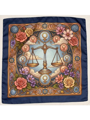 Time in a Tin Terazi Burcuna Özel Ipeksi Saten Tasarım Fular