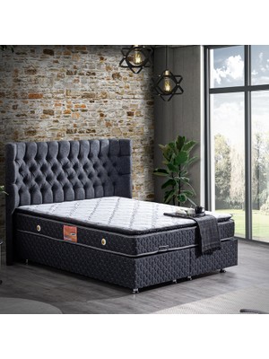 Setay Napoli Ikili Set Tek Kişilik Baza Başlık - Antrasit