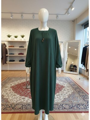 My Teks  Desenli Esnek Geniş &  Rahat Tesettür Elbise