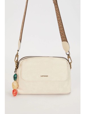 Lêvi D'or Beyaz Boncuk Aksesuar Detaylı Omuz Çantası