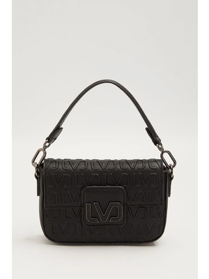 Levidor Siyah Kısa Askılı Dokulu Omuz Çantası