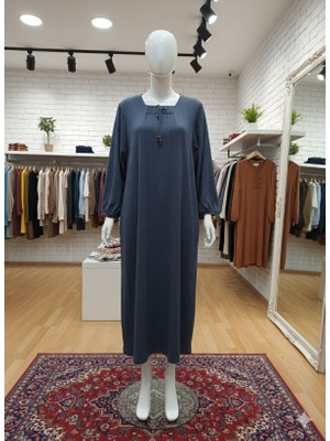 My Teks  Desenli Esnek Geniş &  Rahat Tesettür Elbise