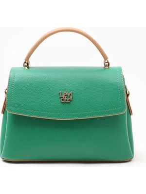 Levidor Çimen Yeşili - Camel Dikdörtgen Çok Gözlü El Çantası