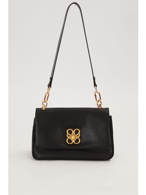 Levidor Siyah Desen Tokalı Omuz Çantası