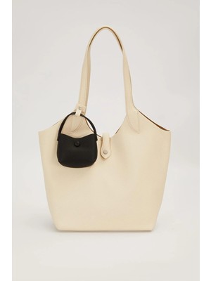 Levidor Krem Mini Çanta Detaylı Omuz Çantası