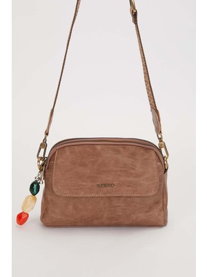 Lêvi D'or Camel Boncuk Aksesuar Detaylı Omuz Çantası