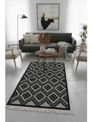 Lorvian Noletti Geometrik Desen Makinede Yıkanabilir Çift Taraflı Günlük Kullanıma Uygun Salon & Antre Kilimi Kilim