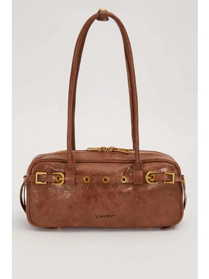 Levidor Koyu Kahve Kemer Detaylı Uzun Askılı Omuz Çantası