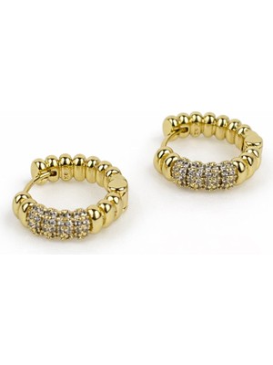 Sacha Taşlı Şerit Plaka Halka Küpe