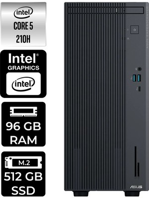 Asus Expertcenter P500MV Core 5 210H Masaüstü Bilgisayar 96GB RAM 512GB SSD Win11 Home + Per4 USB P500C52108512B0DP337