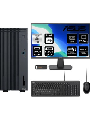 Asus Expertcenter P500MV Core 5 210H Masaüstü Bilgisayar 48GB RAM 512GB SSD 23.8" FHD FreeDOS + Per4 USB P500C52108512B0DP549