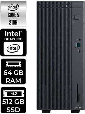 Asus Expertcenter P500MV Core 5 210H Masaüstü Bilgisayar 64GB RAM 512GB SSD Win11 Pro + Per4 USB P500C52108512B0DP353