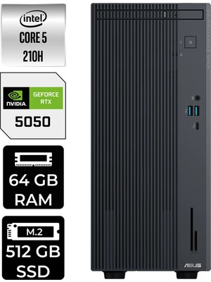Asus Expertcenter P500MV Core 5 210H RTX 5050 8GB Masaüstü Bilgisayar 64GB RAM 512GB SSD FreeDOS + Per4 USB P500C52108512B0DP493