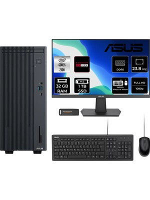 Asus Expertcenter P500MV Core 5 210H Masaüstü Bilgisayar 32GB RAM 1TB SSD 23.8" FHD FreeDOS + Per4 USB P500C52108512B0DP606