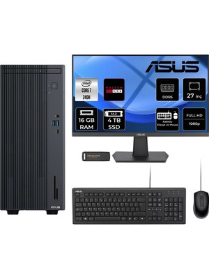 Asus Expertcenter P500MV Core 7 240H Masaüstü Bilgisayar 16GB RAM 4TB SSD 27" FHD FreeDOS + Per4 USB P500C724016512B0DP844