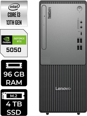 Lenovo Thinkcentre Neo 50T Intel Core I3 13100 96GB 4tb SSD RTX5050/8GB W11H Masaüstü Bilgisayar & Per4 USB Bellek 12UB0009TRP580