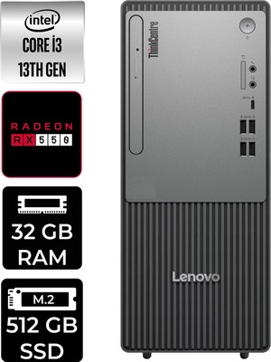 Lenovo Thinkcentre Neo 50T Intel Core I3 13100 32GB 512GB SSD RX550/4GB W11H Masaüstü Bilgisayar & Per4 USB Bellek 12UB0009TRP385