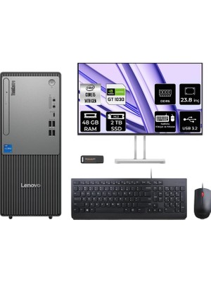 Lenovo Thinkcentre Neo 50T Intel Core I5 14400 48GB 2tb SSD GT1030/4GB 23.8" Fhd Monitör Fdos Masaüstü Bilgisayar & Per4 USB Bellek 12UAS1CF00P731