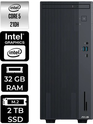 Asus Expertcenter P500MV Core 5 210H Masaüstü Bilgisayar 32GB RAM 2TB SSD Win11 Home + Per4 USB P500C52108512B0DP327