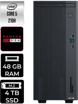 Asus Expertcenter P500MV Core 5 210H Masaüstü Bilgisayar 48GB RAM 4TB SSD Win11 Pro + Per4 USB P500C52108512B0DP412